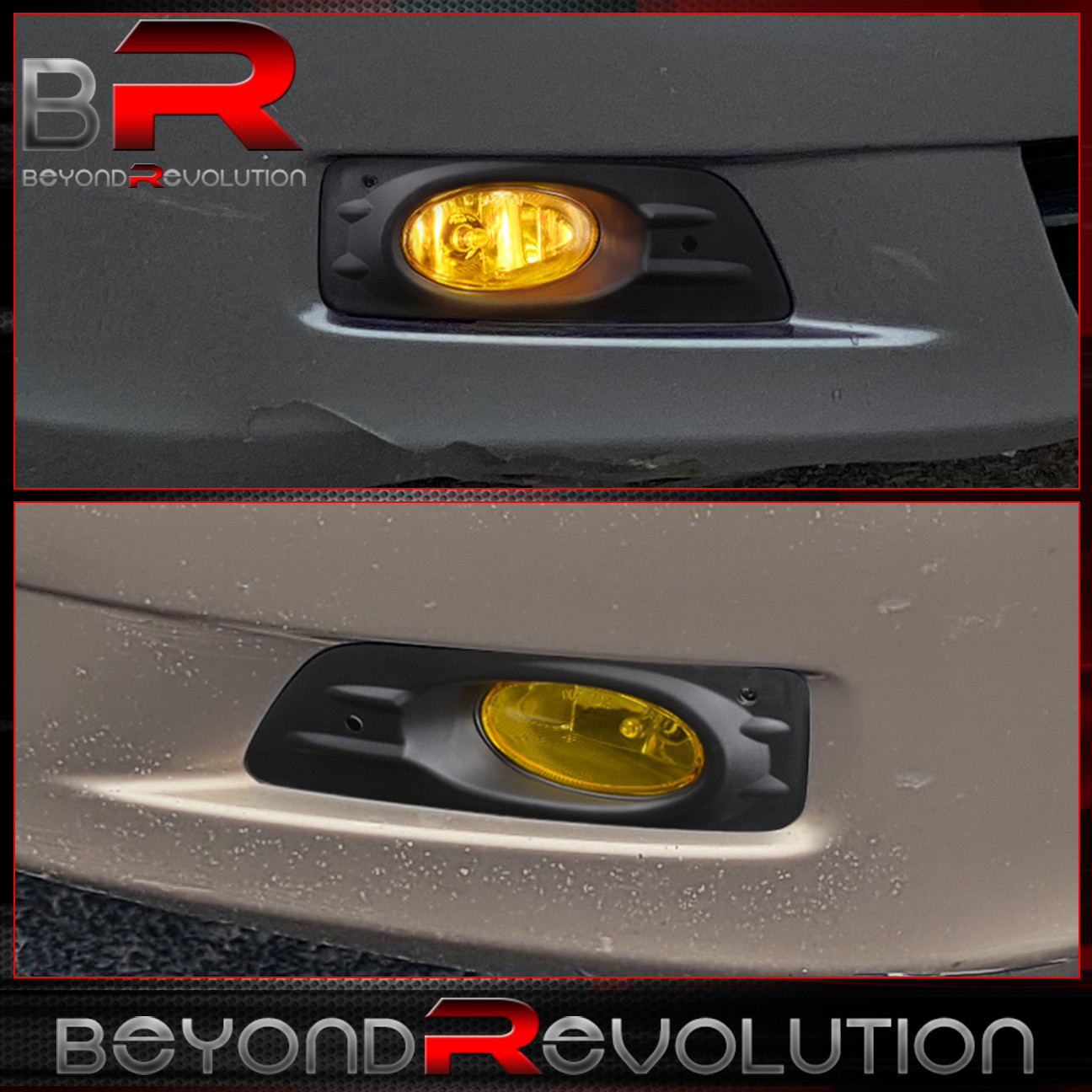 Yellow Lens Black Bezel Fog Lights For 06 07 Honda Accord