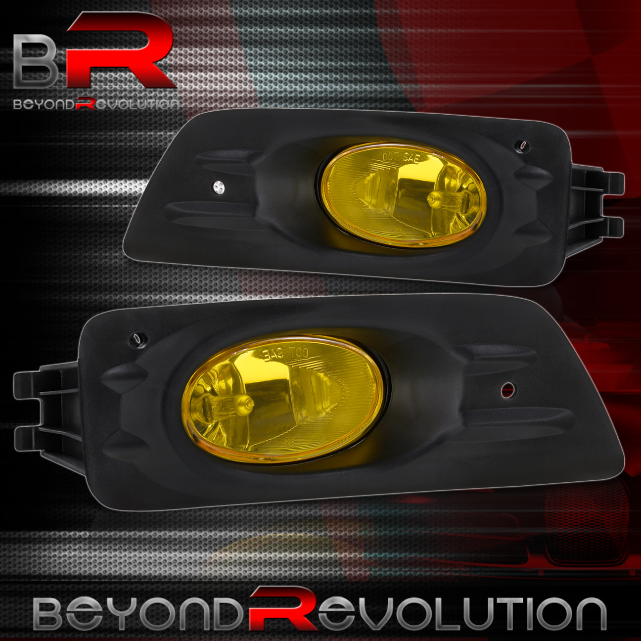 Yellow Lens Black Bezel Fog Lights For 06 07 Honda Accord