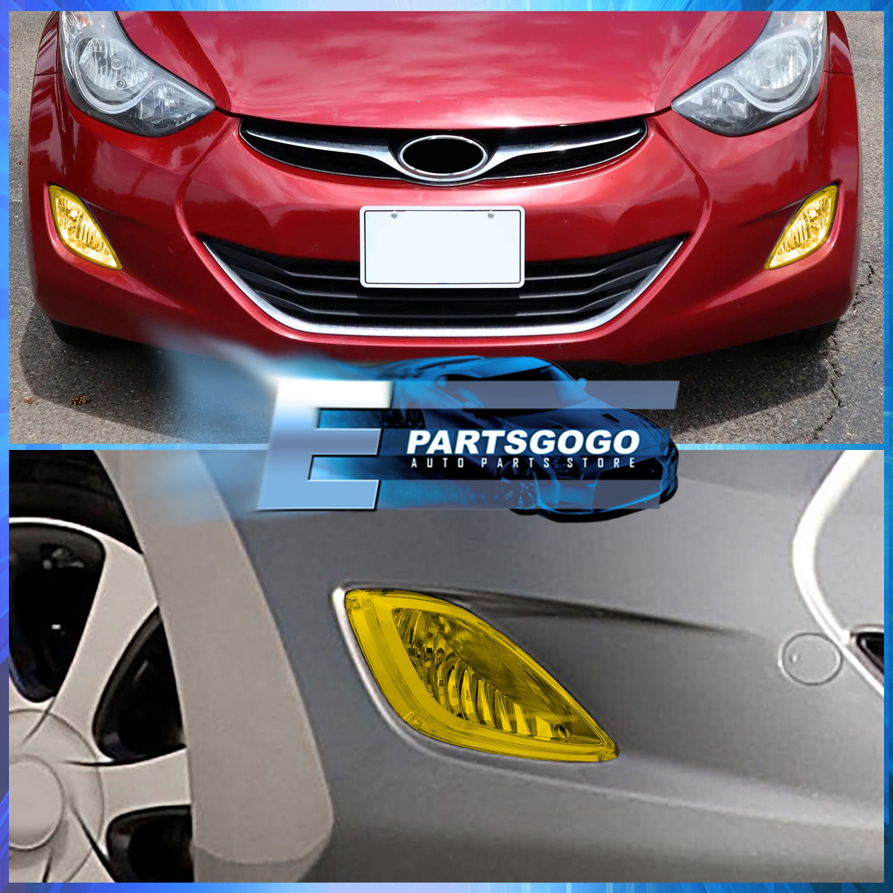 For 1113 Hyundai Elantra Yellow Lens Fog Lights Driving Lamps