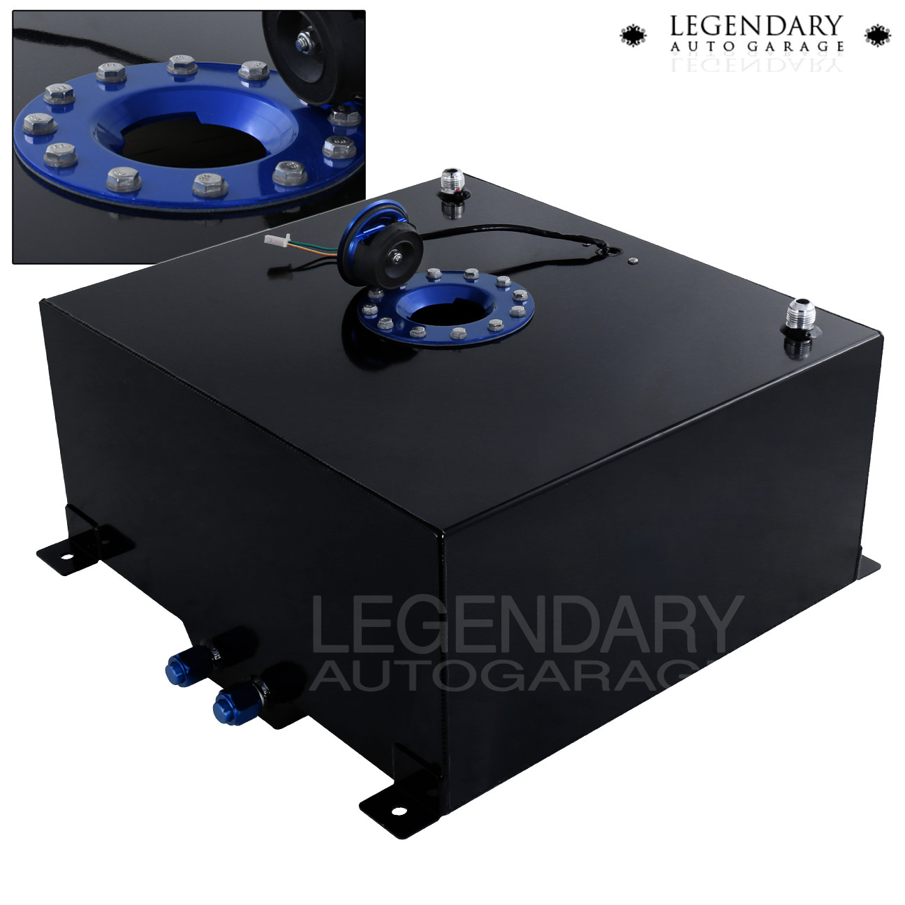 Black Aluminum Racing Car Fuel Cell Tank 15 Gallon 60 Liter Blue Cap