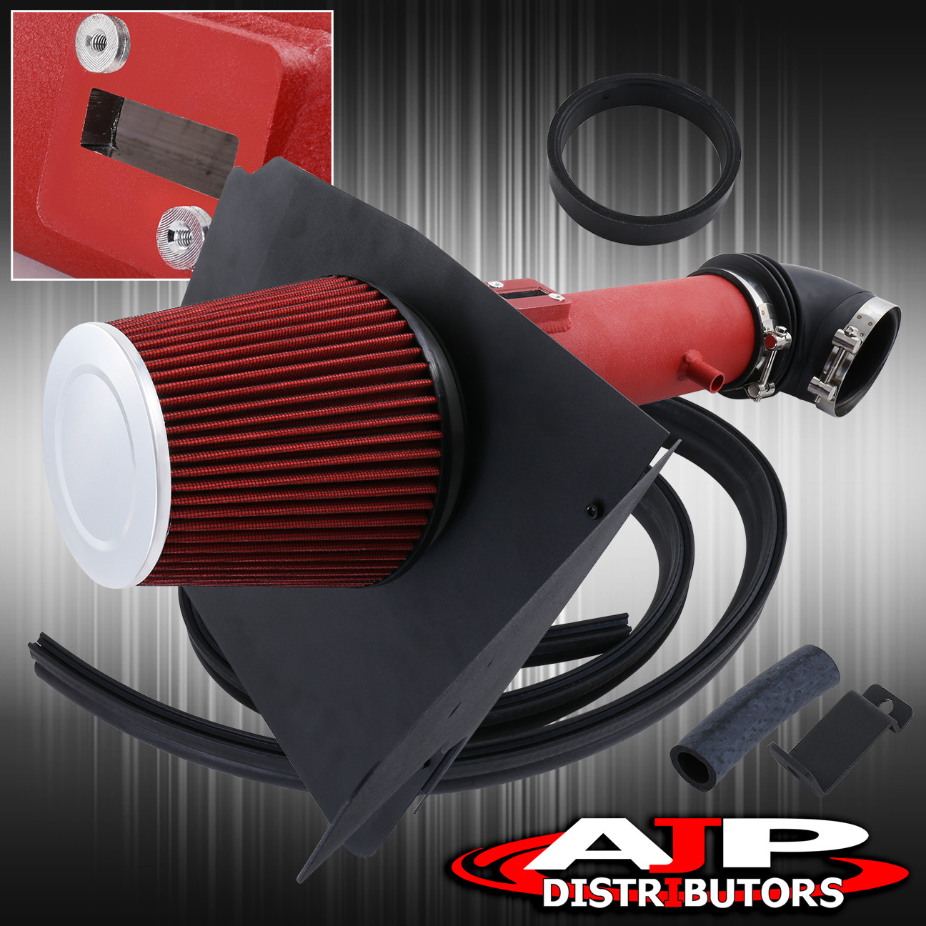 Heat Shield Red Wrinkle Piping Kit For Cadillac Cts-V V8 5.7L 6.0L High Flow Induction Air Intake System