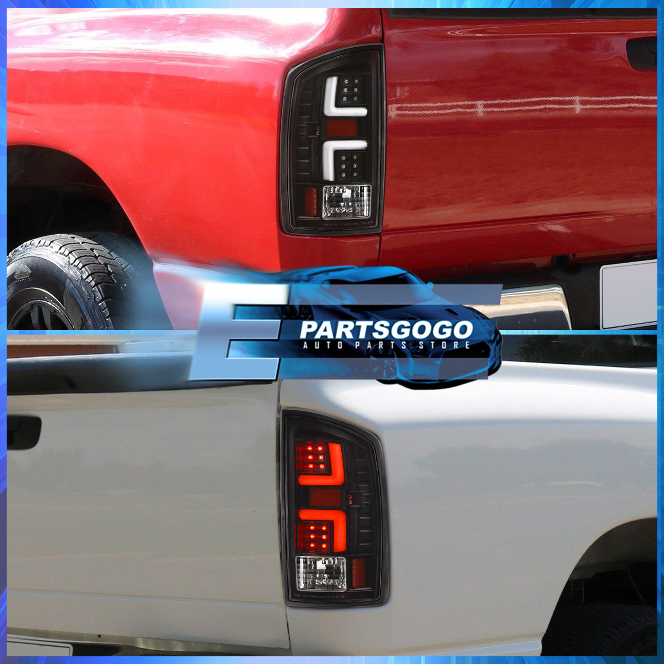 For 2007-2009 Dodge Ram 1500/2500/3500 Black Housing White Led Tube