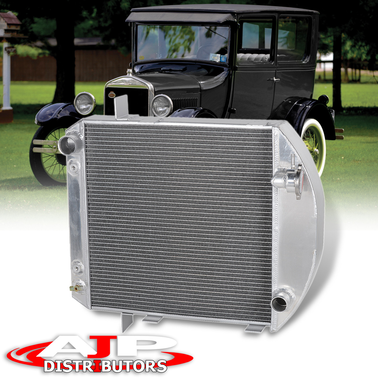 2-ROW DUAL CORE ALUMINUM RACING RADIATOR FOR 24-27 MODEL-T BUCKET FORD ENGINE