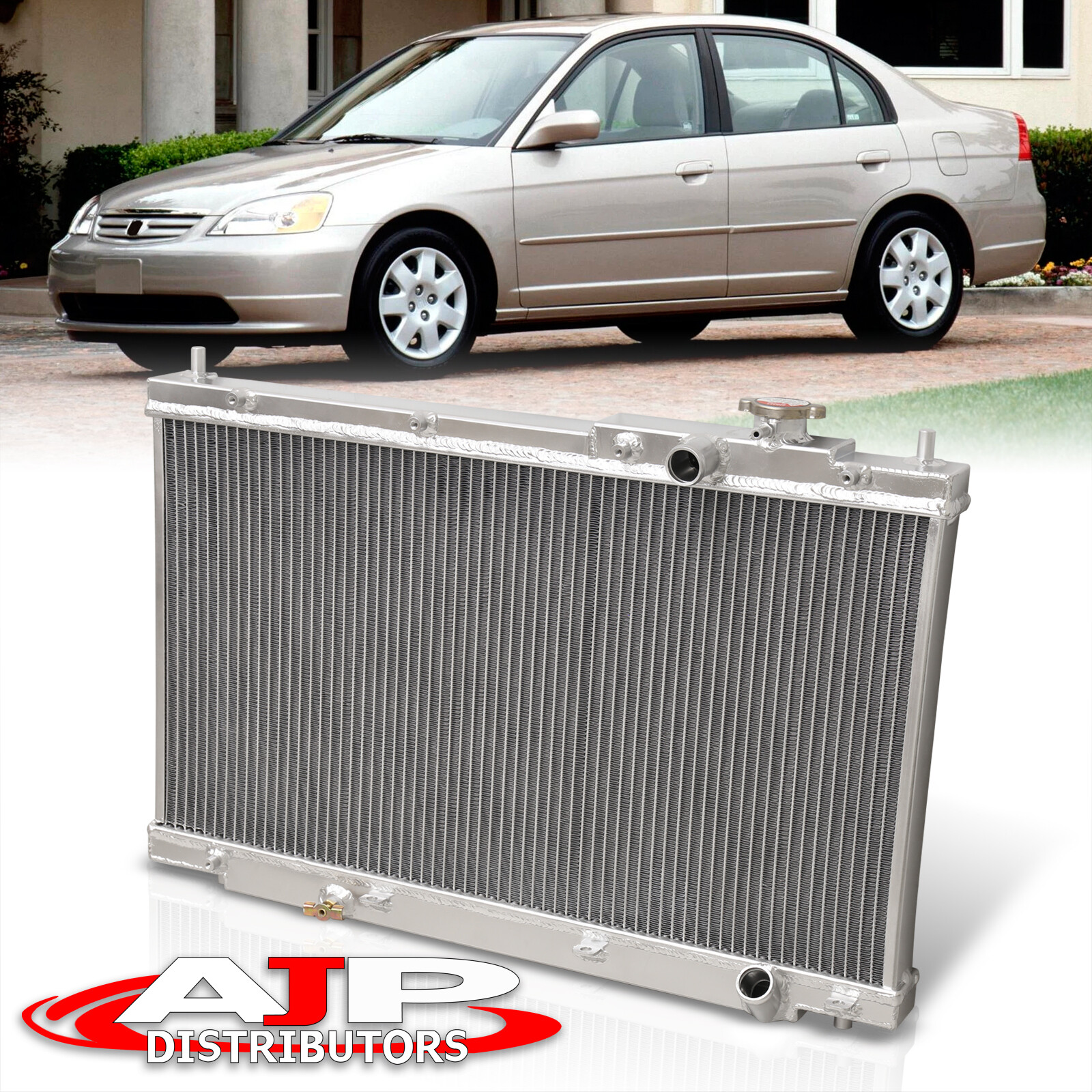For 2001-2005 Honda Civic 1.7L L4 New Replacement Aluminum Radiator Fits 2354