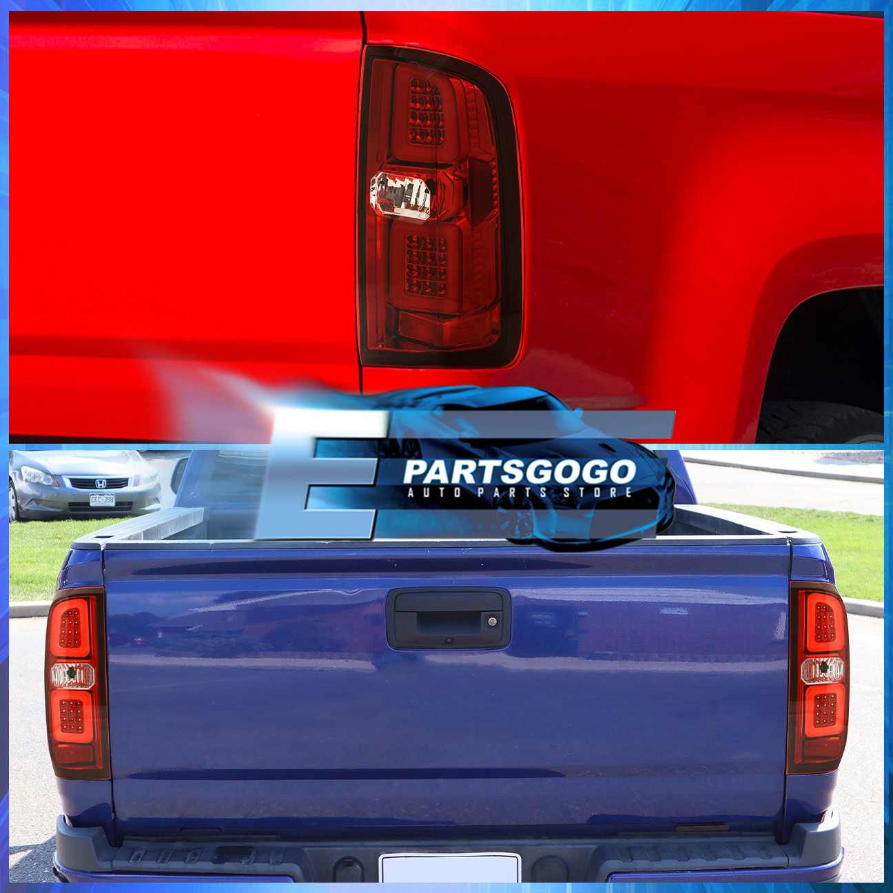 For 1520 Chevy Colorado/Gmc Canyon LED Tube Phantom Red Lens Tail