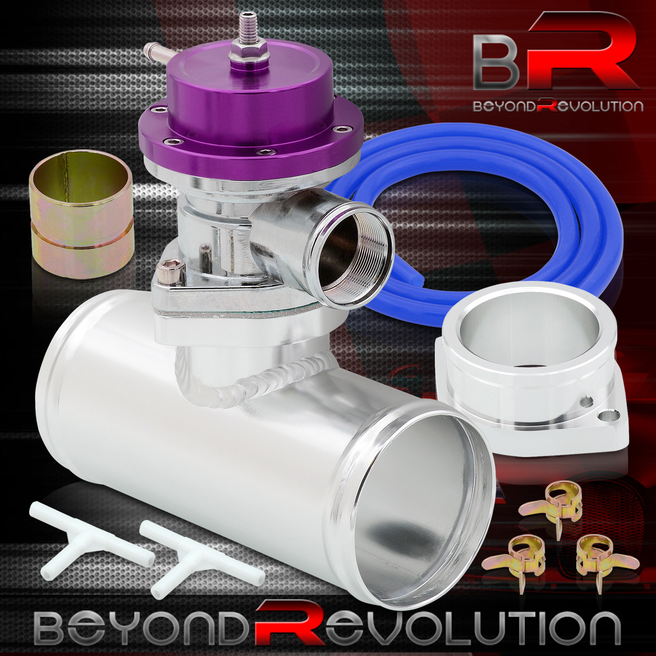 TYPE RS PURPLE TURBO CHARGER BOV BLOW OFF VALVE+2.5/"ALUMINUM FLANGE ADAPTER PIPE