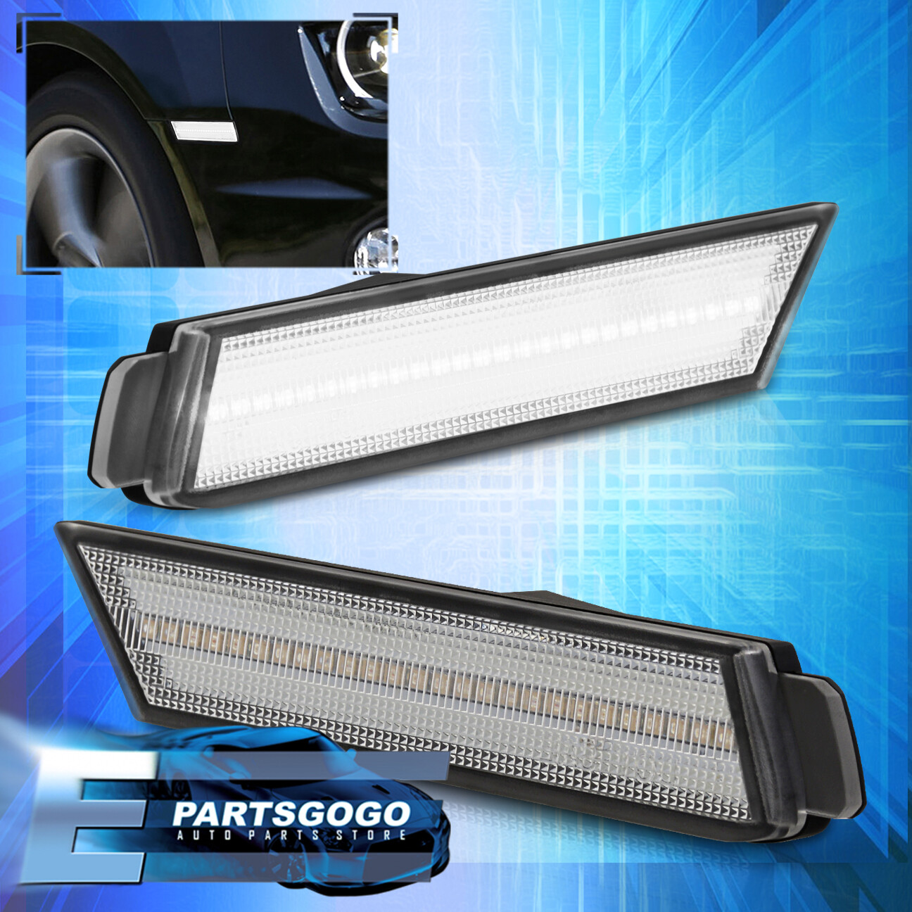 For 1015 Chevy Camaro 1LS 1LT 2LT Clear Lens White LED Front Side