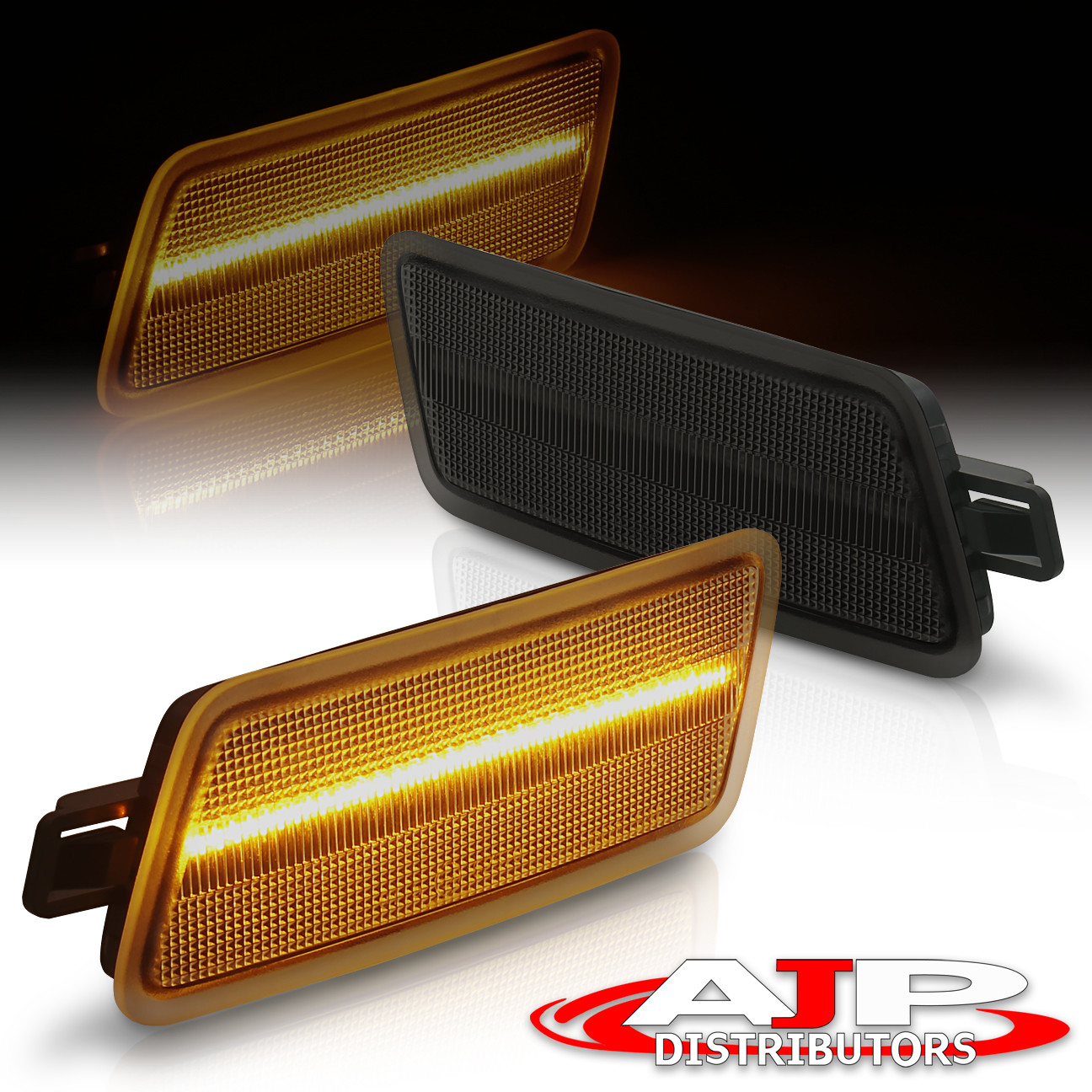 Smoked Lens Amber LED Front Bumper Side Marker Lights Set For 20052011