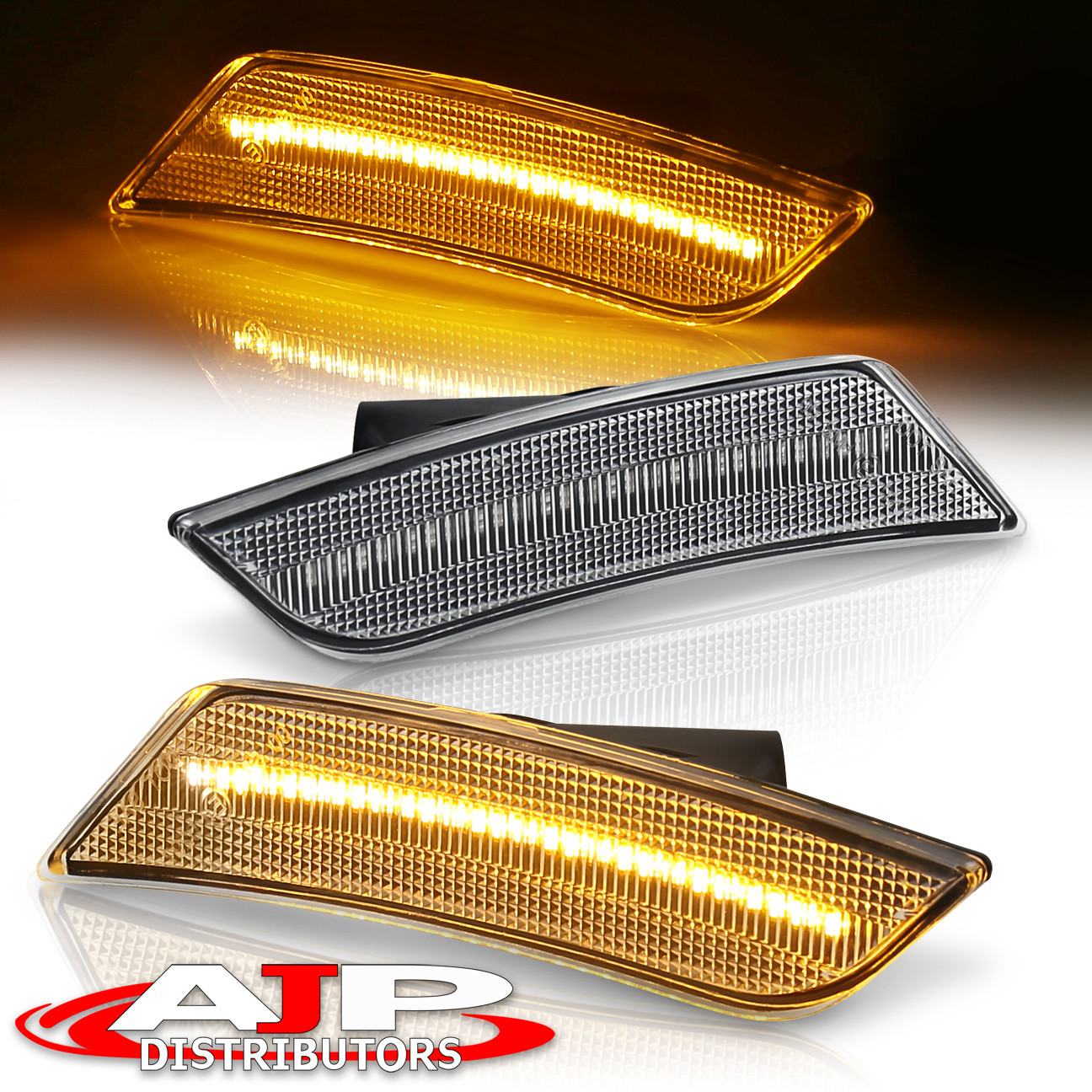Clear Amber LED Front Bumper Side Marker Light Set For 20132014