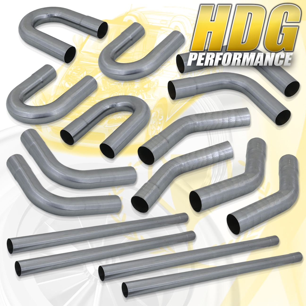 Custom 2.5" Steel Straight + 45 90 Degree Bend Exhaust Pipe Kit