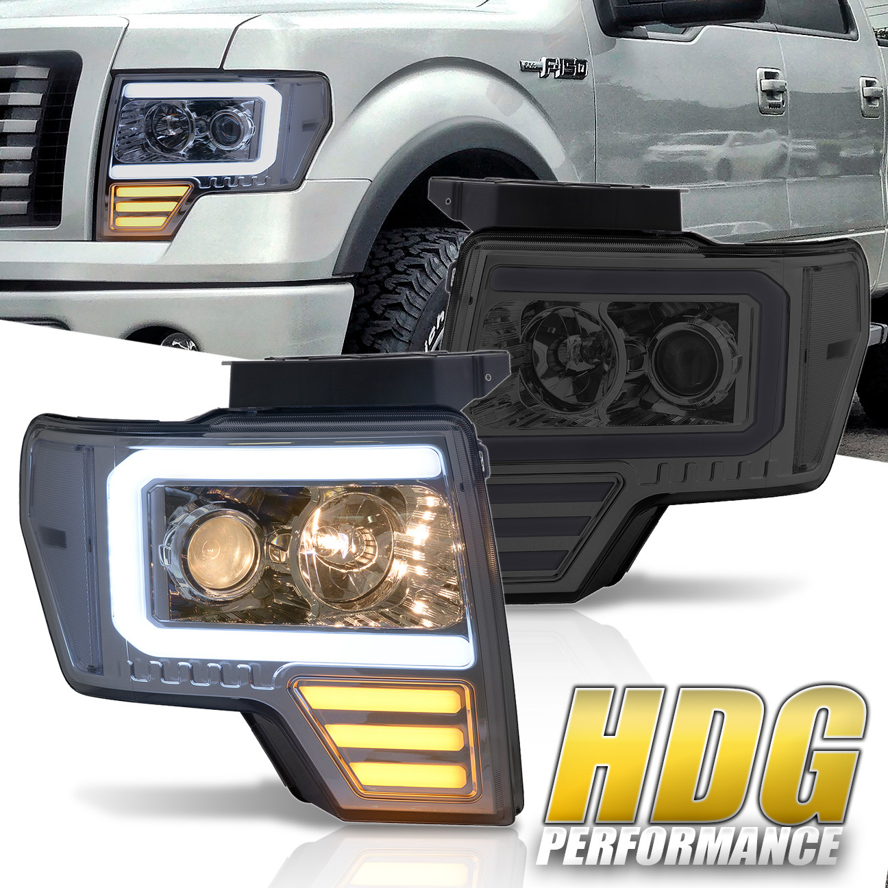Clear Turn Signal LED DRL Tube Projector Smoked Head Light ... ford f150 turn signal wiring diagram 