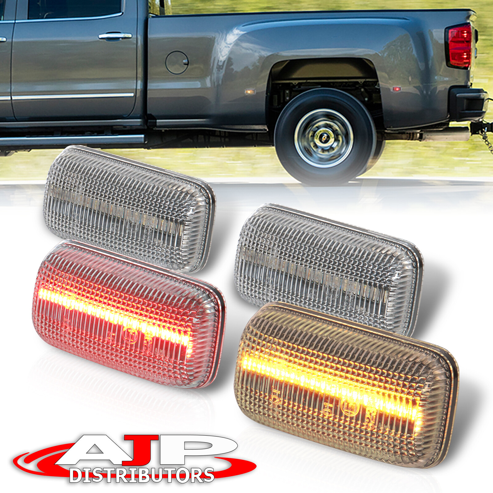 Clear 4pc Dually Bed LED Side Marker Lights Lamps For 20152019 Chevy
