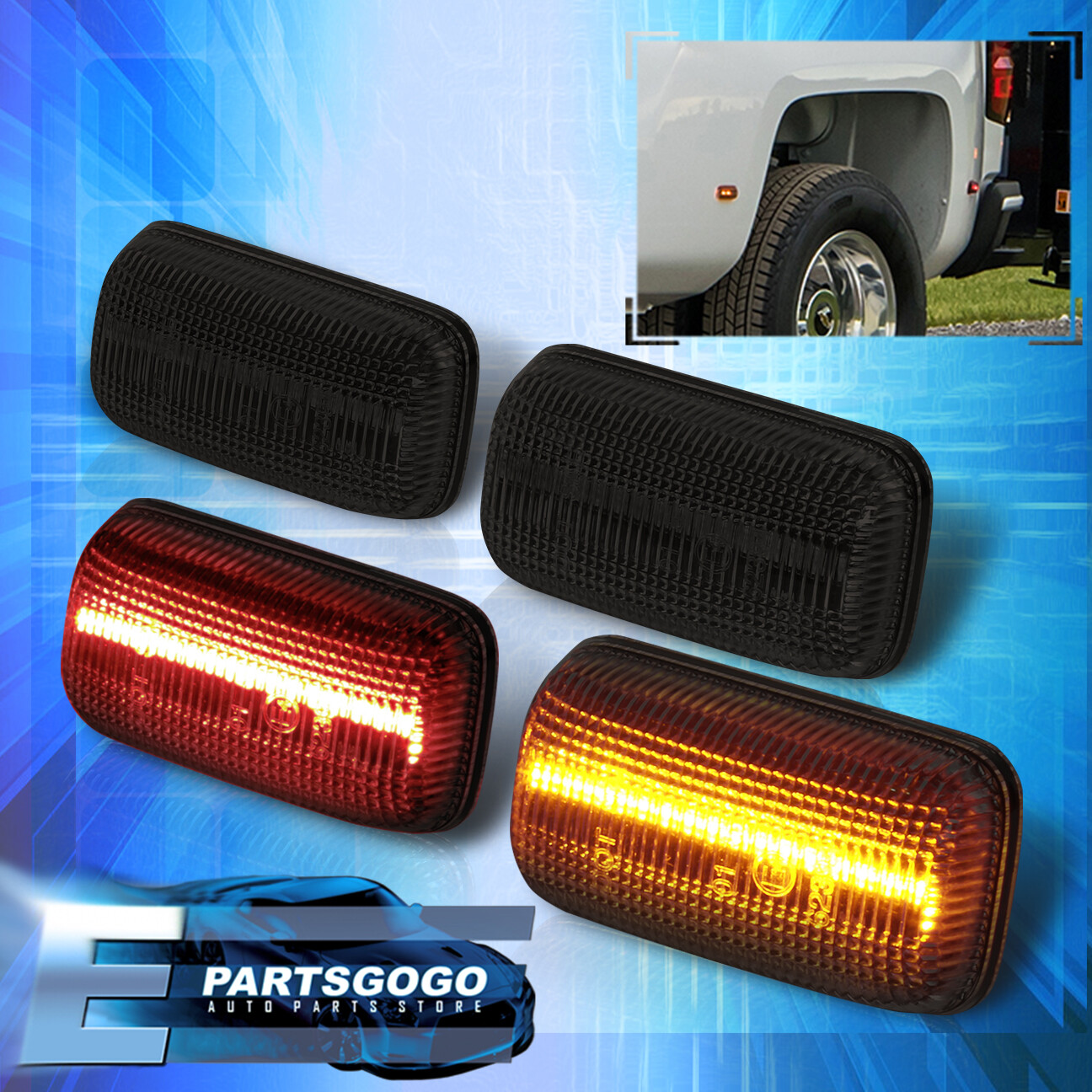 For 1519 Chevy / GMC Dually 4PC Fender LED Side Marker Lights Cab