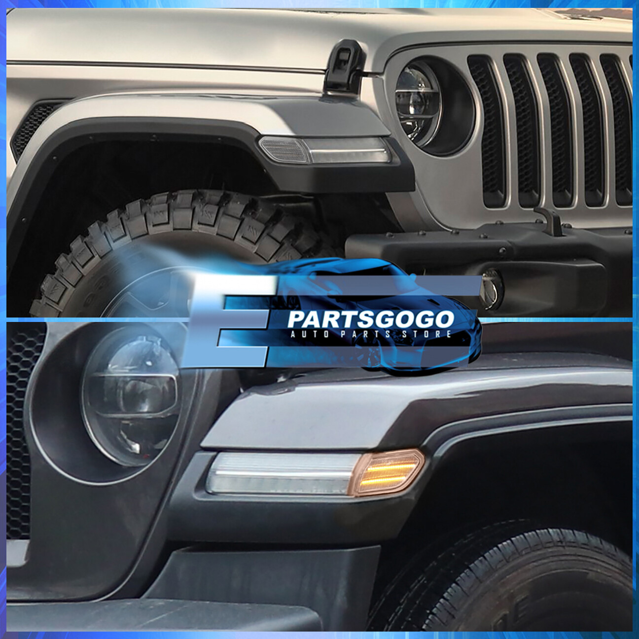 For 1820 Jeep Wrangler JL Front Fender Amber LED Clear Side Marker