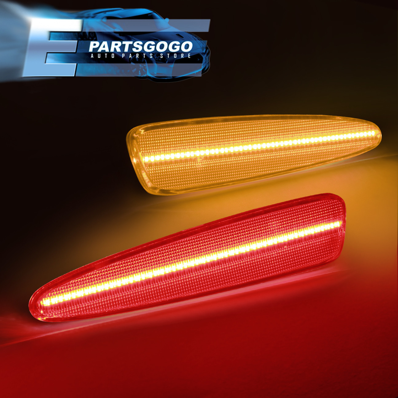 For 0513 Chevy Corvette C6 Front & Rear 4Pcs Smoked LED Side Marker