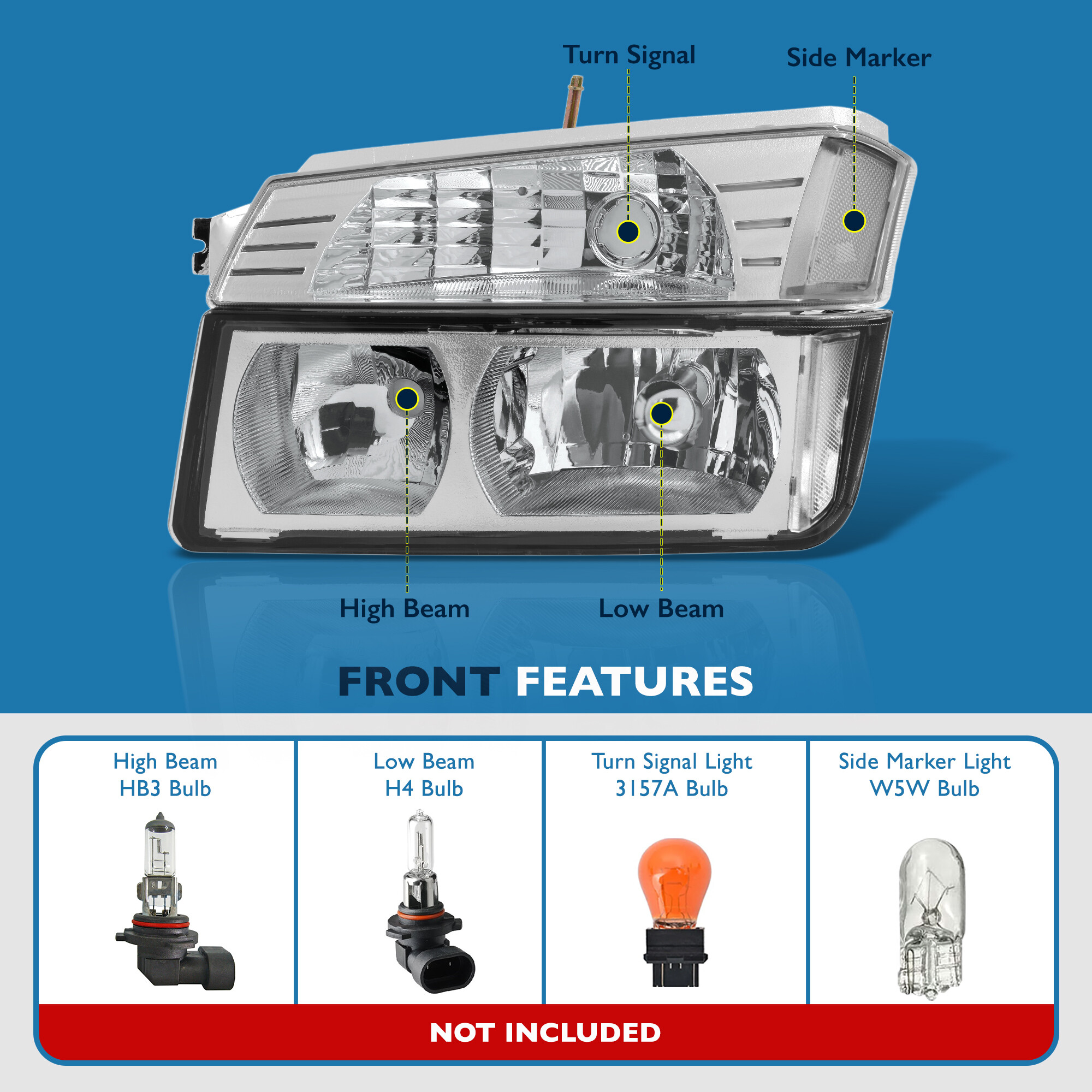 For 02-06 Chevy Avalanche Body Cladding Headlights + Bumper Signal