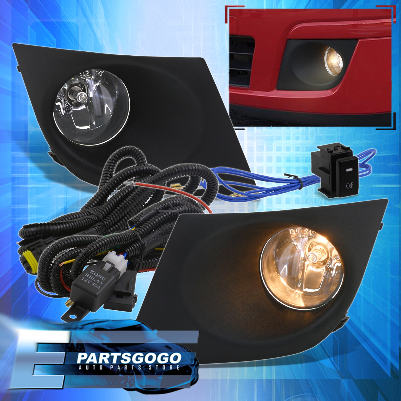 For 07-11 Nissan Versa Tiida Front Bumper Driving Clear Fog Lights