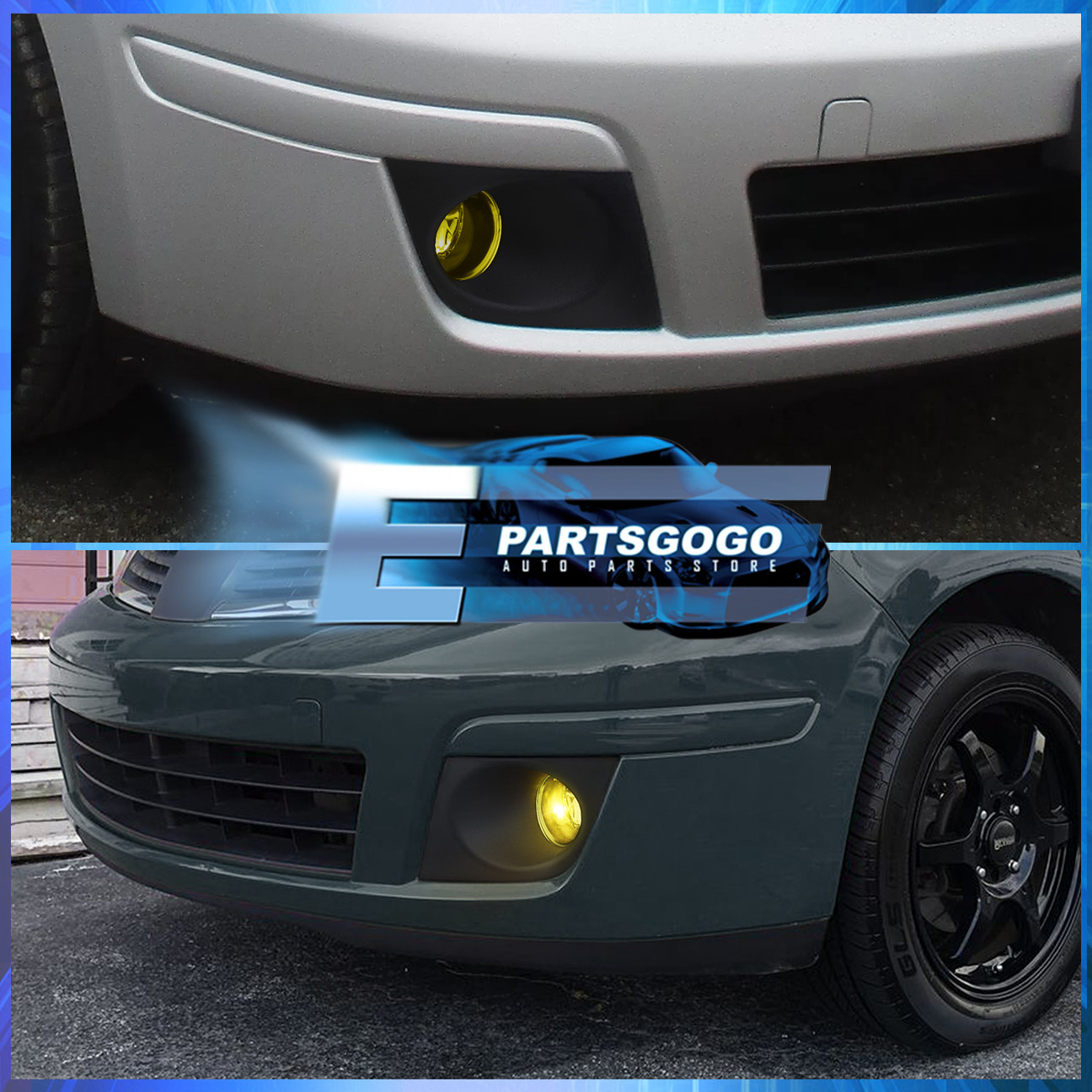 For 07-11 Nissan Versa Tiida Front Bumper Driving Yellow Fog Lights