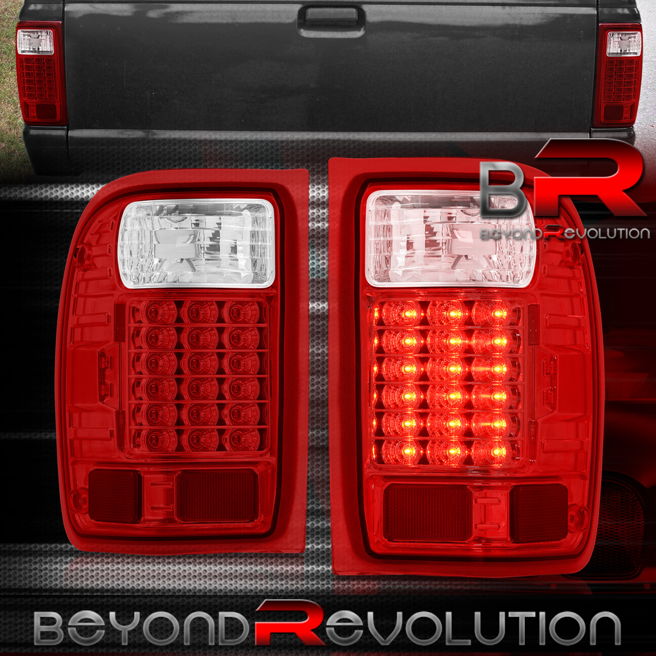 93 99 Ford Ranger Led Tail Lights Lamp Housing Red Clear Lens 93 99 Ford Ranger Led Tail Lights Lamp Housing Red Clear Lens Replacement Pair