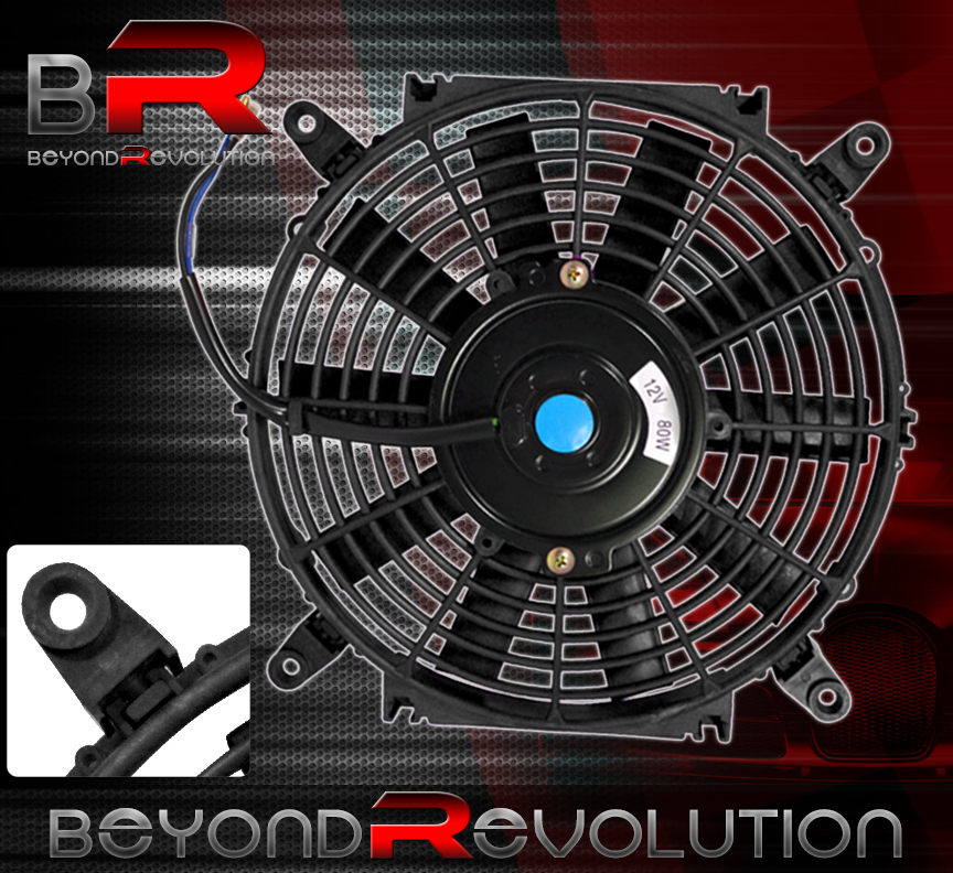 Black 12/" Slim Fan Radiator Push Pull Thin Electric Cooling 12V Jdm For Toyota