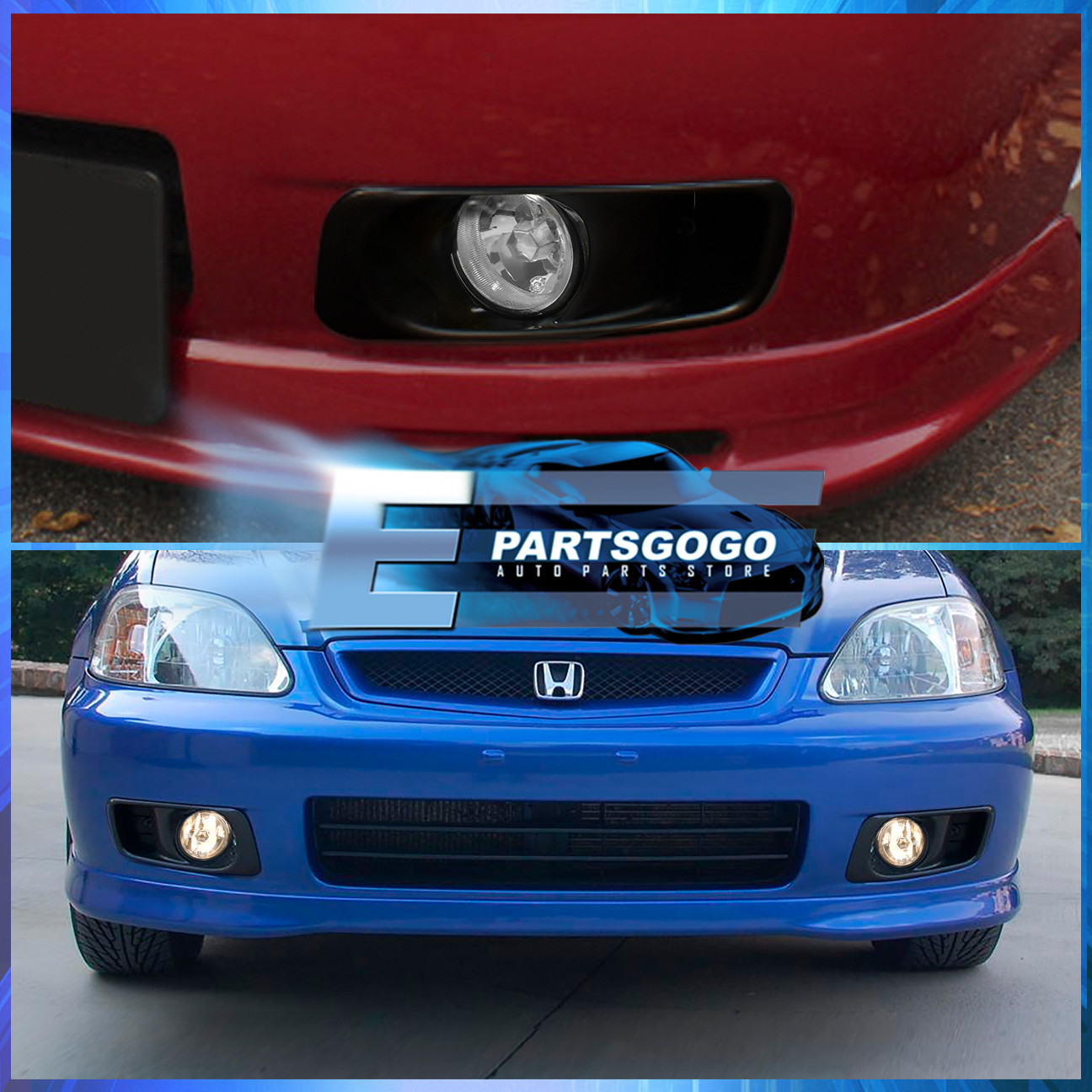 For 9900 Civic EK 2/3/4DR JDM Yellow Driving Fog Lights Lamps + Wire