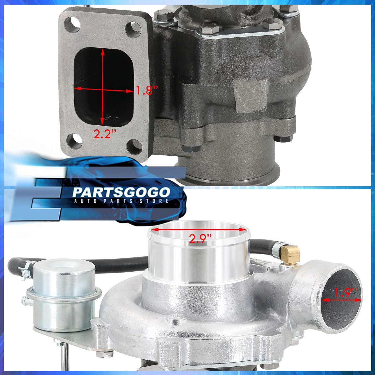 T3/T4 2.5" VBand Turbo W/ Internal Wastegate T3 4 Bolt Manifold Flange