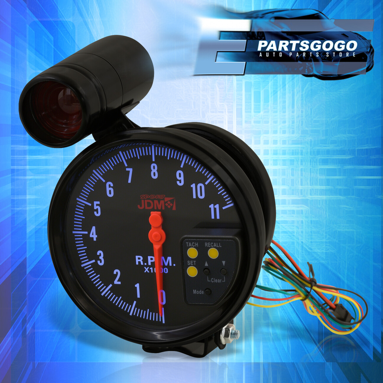 Jinyi 5 JDM White 4 in 1 11K Tachometer RPM Oil//Water Gauge for 12V Power Source Only