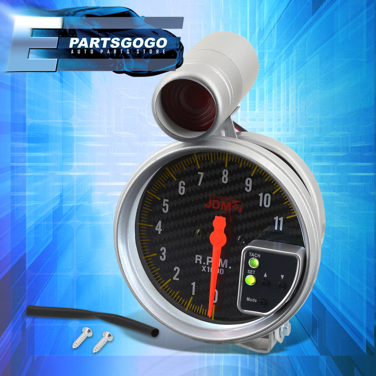 Jdm 5" Carbon Fiber Tachometer 11K Rpm Tach Gauge + Shift Light Civic Integra