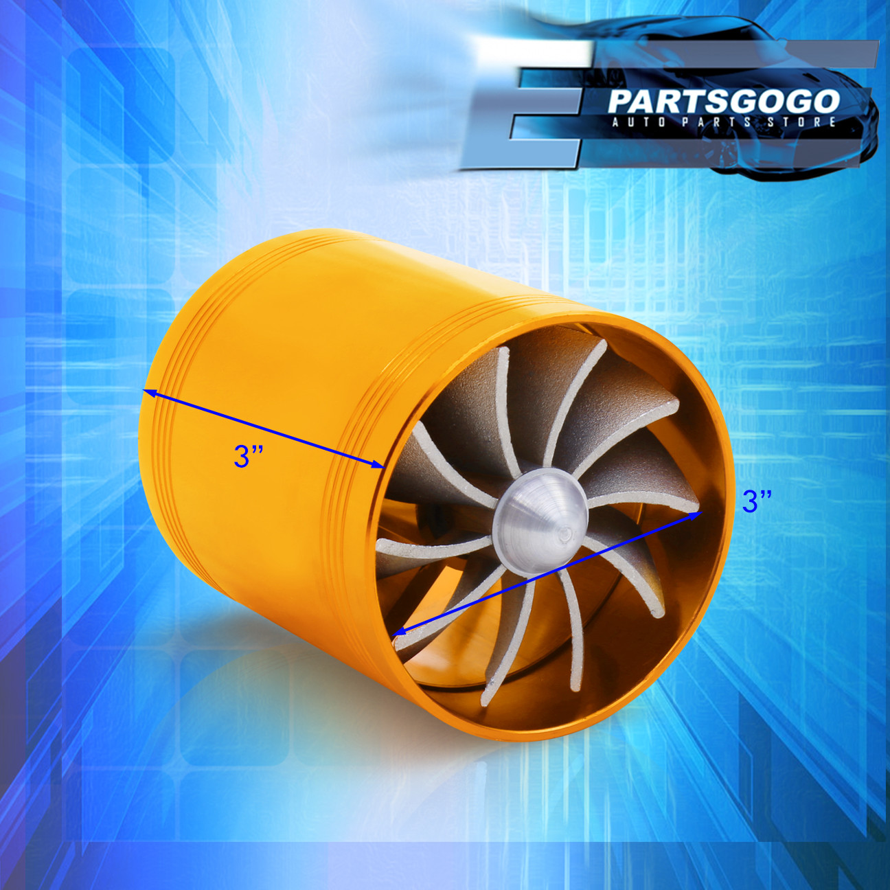 3" Inlet Air Intake Turbo Turbine Turbonator Eco Fuel/Gas Saver Fan Speed Gold eBay
