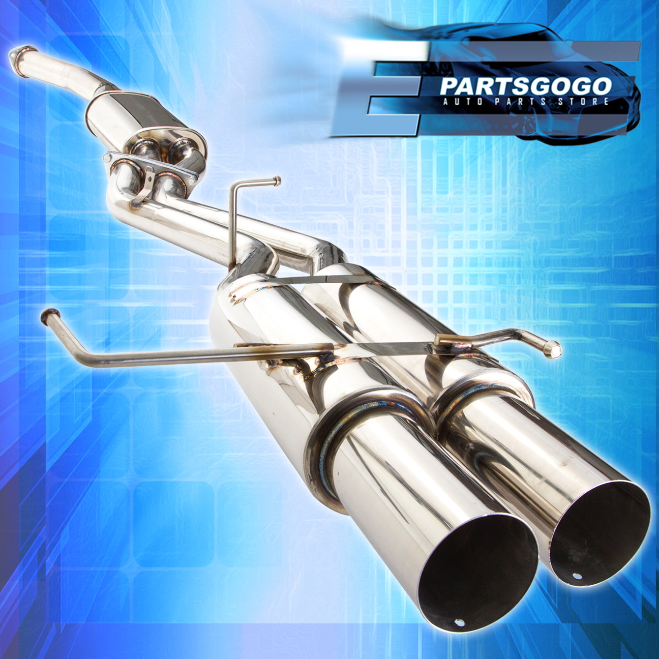 For 95-98 Nissan 240SX S14 Jdm Racing Dual Muffler Tip Catback Exhaust
