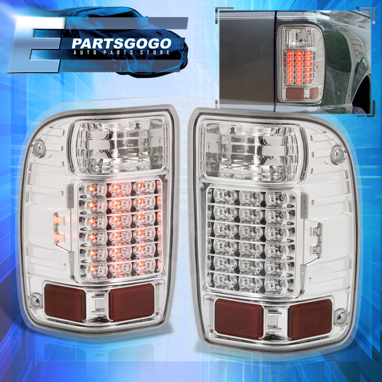 Car & Truck Tail Lights Auto Parts and Vehicles Led Chrome Housing Red