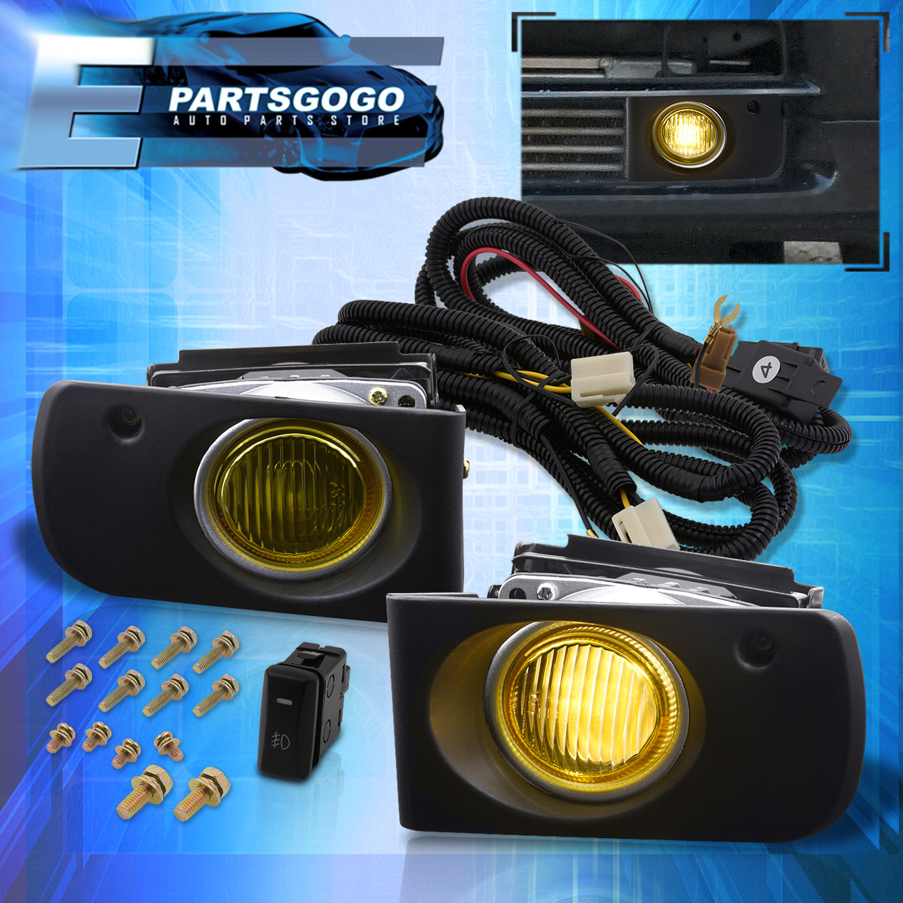 Bumper Fog Light Lamp w//Switch+Harness+Bezel Fits 1994-1997 Acura Integra Clear