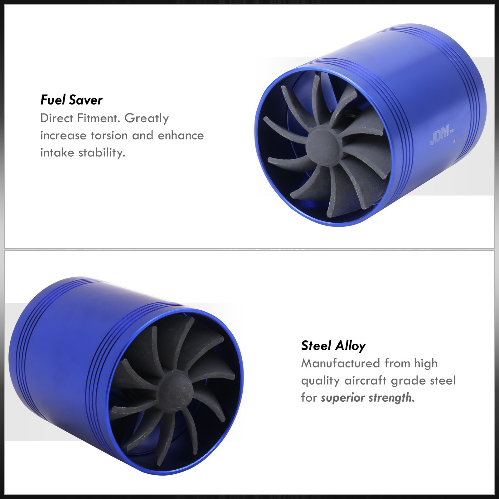 Turbine Short Ram//Cold Air Intake Turbonator 3/" Dual Fan Gas Fuel Saver Blue