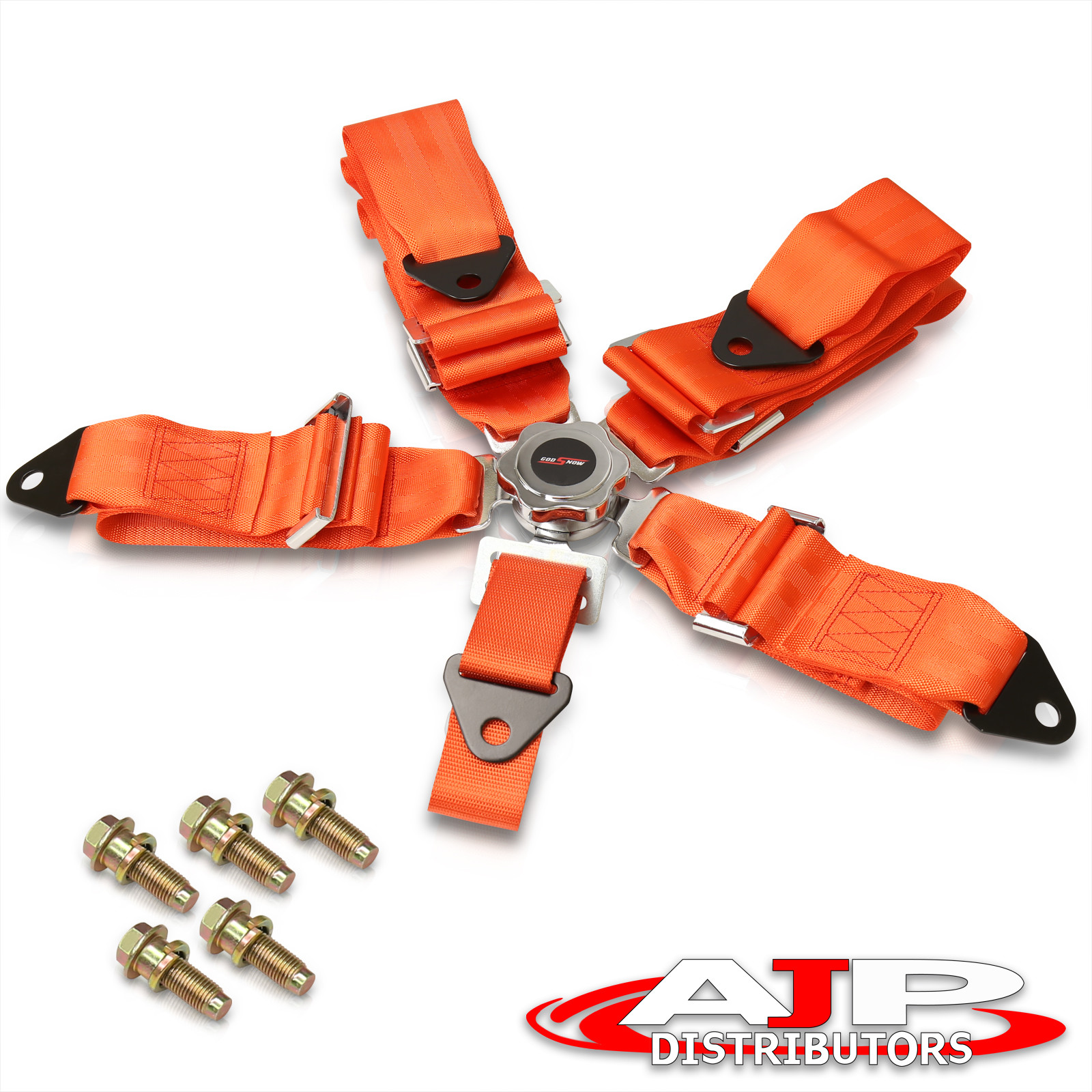 AJP Distributors 2x Red Safety 4-Point 2 Strap Nylon Camlock Center Seatbelt Upgrade Replacement Performance Track Drag Drift Off-Road Wide