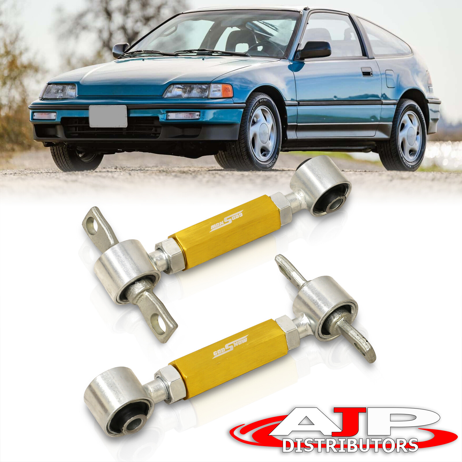 GOLD ADJUSTABLE REAR SUSPENSION CAMBER CONTROL KIT//ARM FOR CIVIC EJ EG EK//DB DC