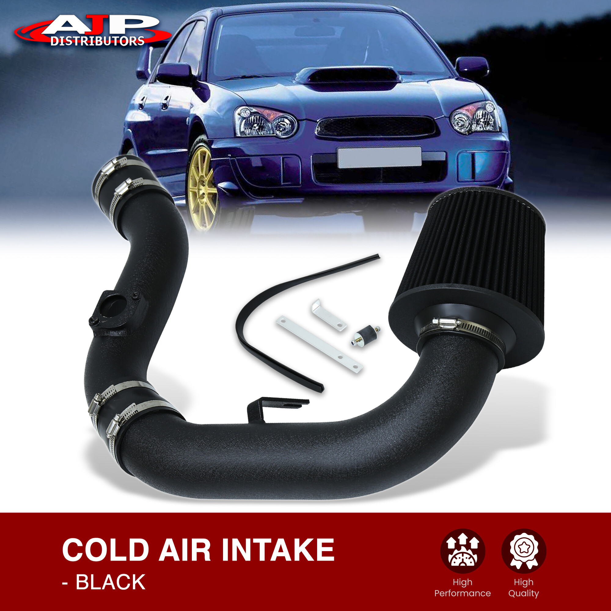 For 2002-07 Subaru Impreza Wrx Sti Black Cold Air Induction Intake Piping System