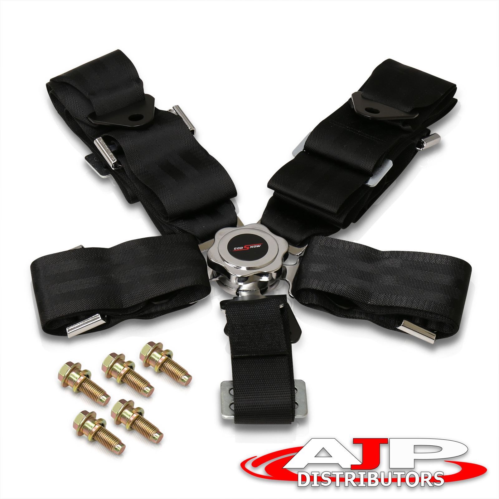 AJP Distributors 2x Red Safety 4-Point 2 Strap Nylon Camlock Center Seatbelt Upgrade Replacement Performance Track Drag Drift Off-Road Wide