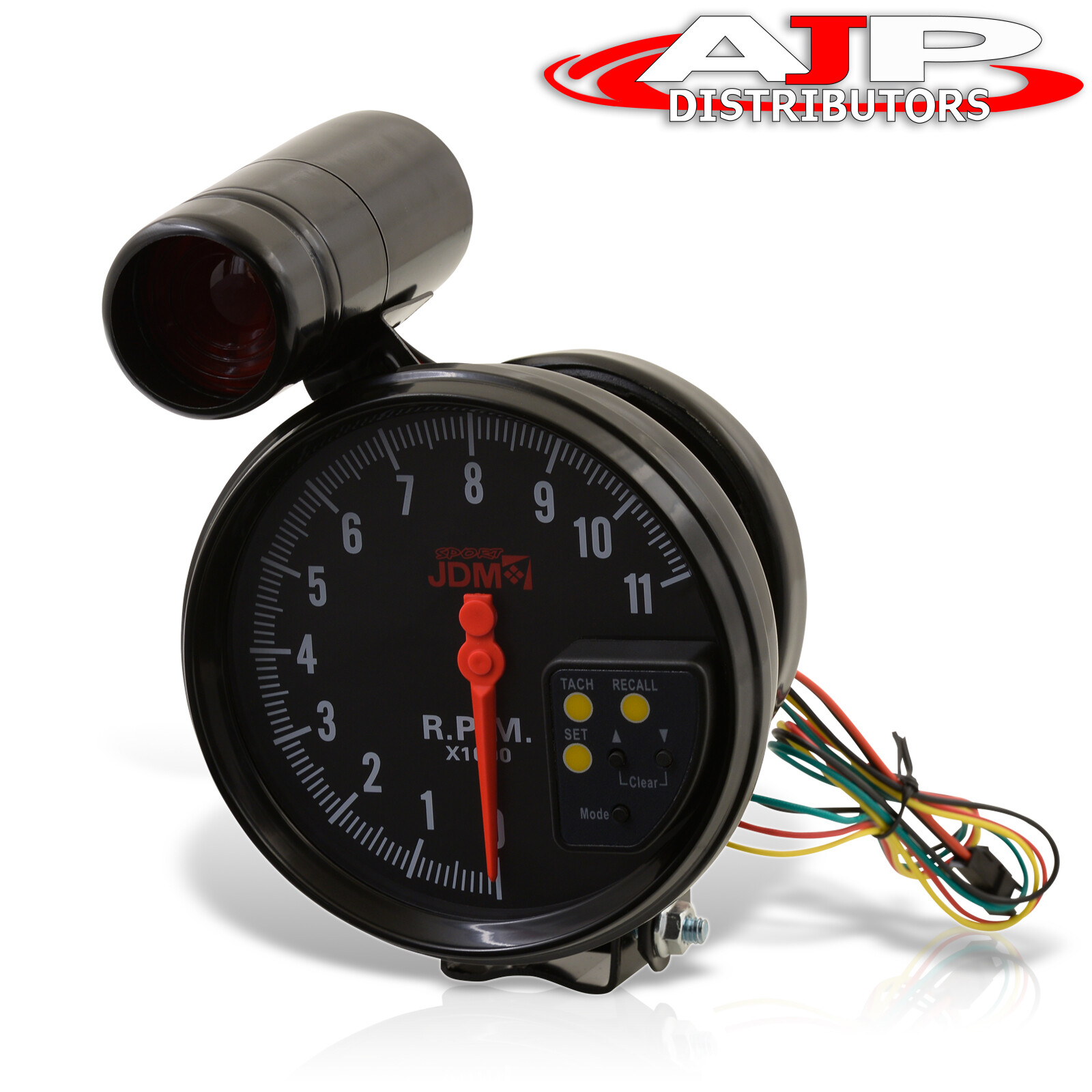 5" BLACK FACE TACHOMETER 11K RPM TACH GAUGE WITH RED SHIFT LIGHT ALL FORD