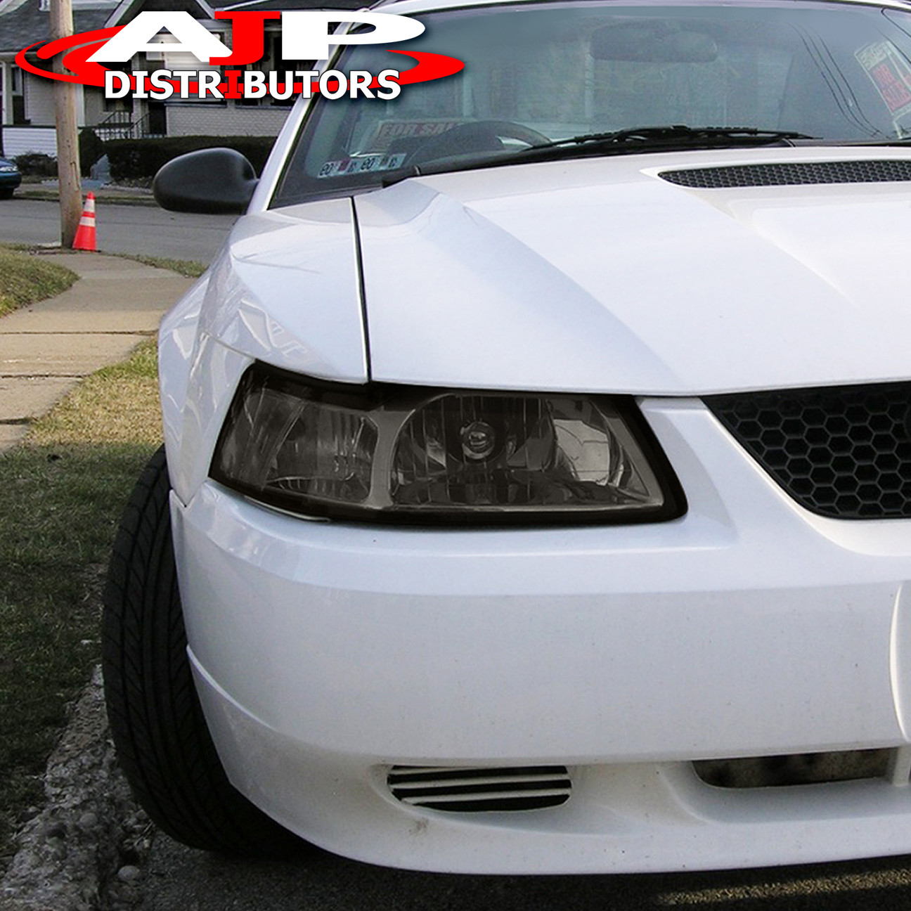 99 00 01 02 03 04 FORD MUSTANG GT 1PC ALL SMOKED HEADLIGHTS LEFT+RIGHT