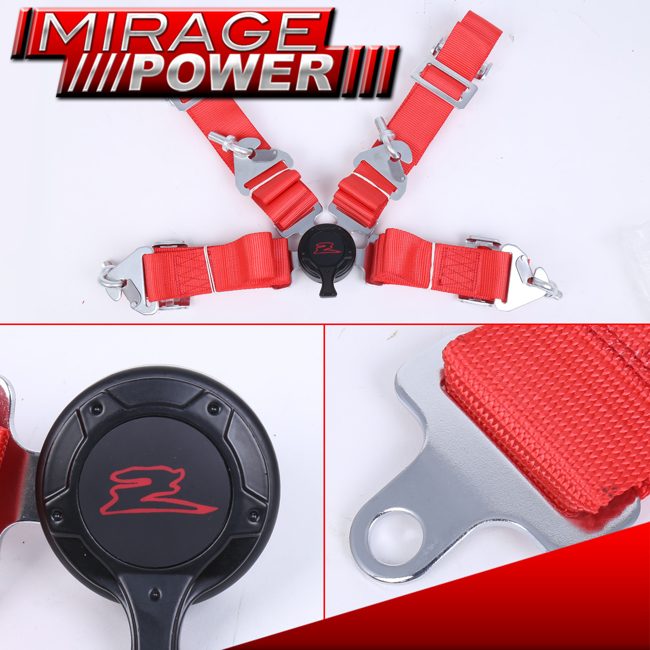 Red 4Point Racing Safety Harness Camlock 2" In Strap Seat Belt/Belts