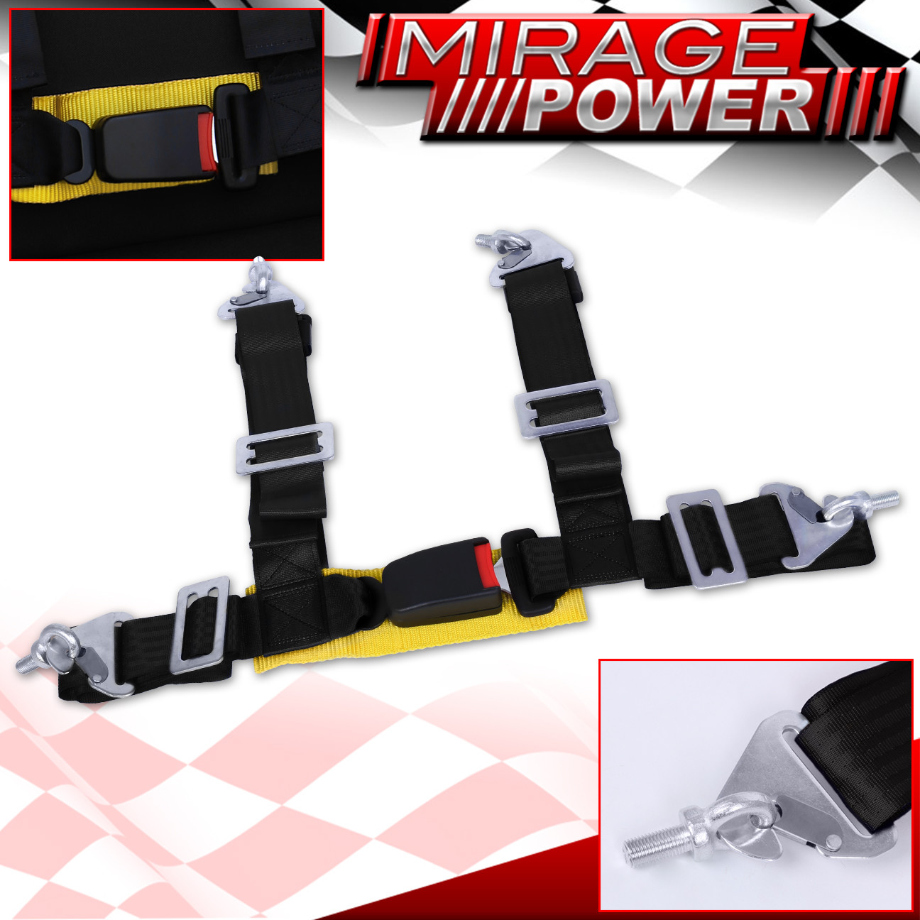2" Jdm Black 4 Point Shoulder Strap Quick Release Racing Seat Belt