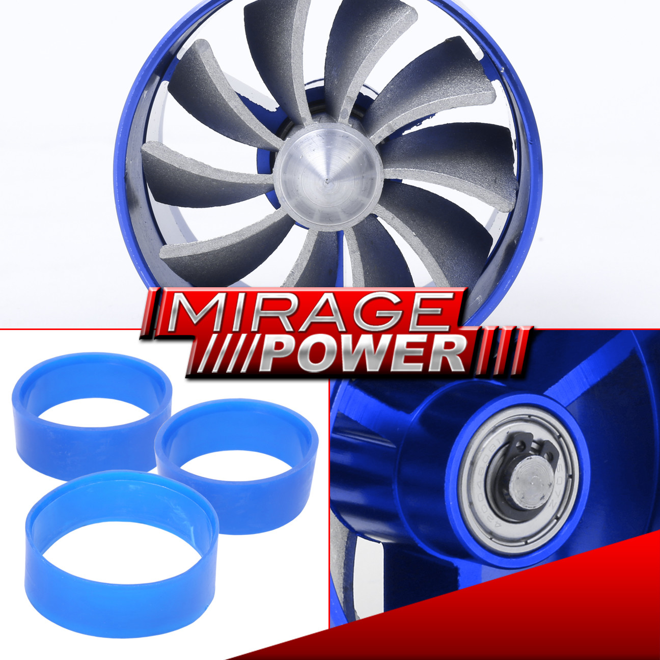 Blue Turbonator Turbo Short Cold Air Intake Fuel Gas Saver Single Fan For Nissan