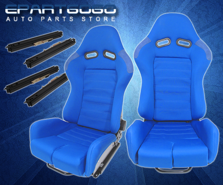One Pair Full Reclinable Blue Style Racing Seats Drag Circuit Drift