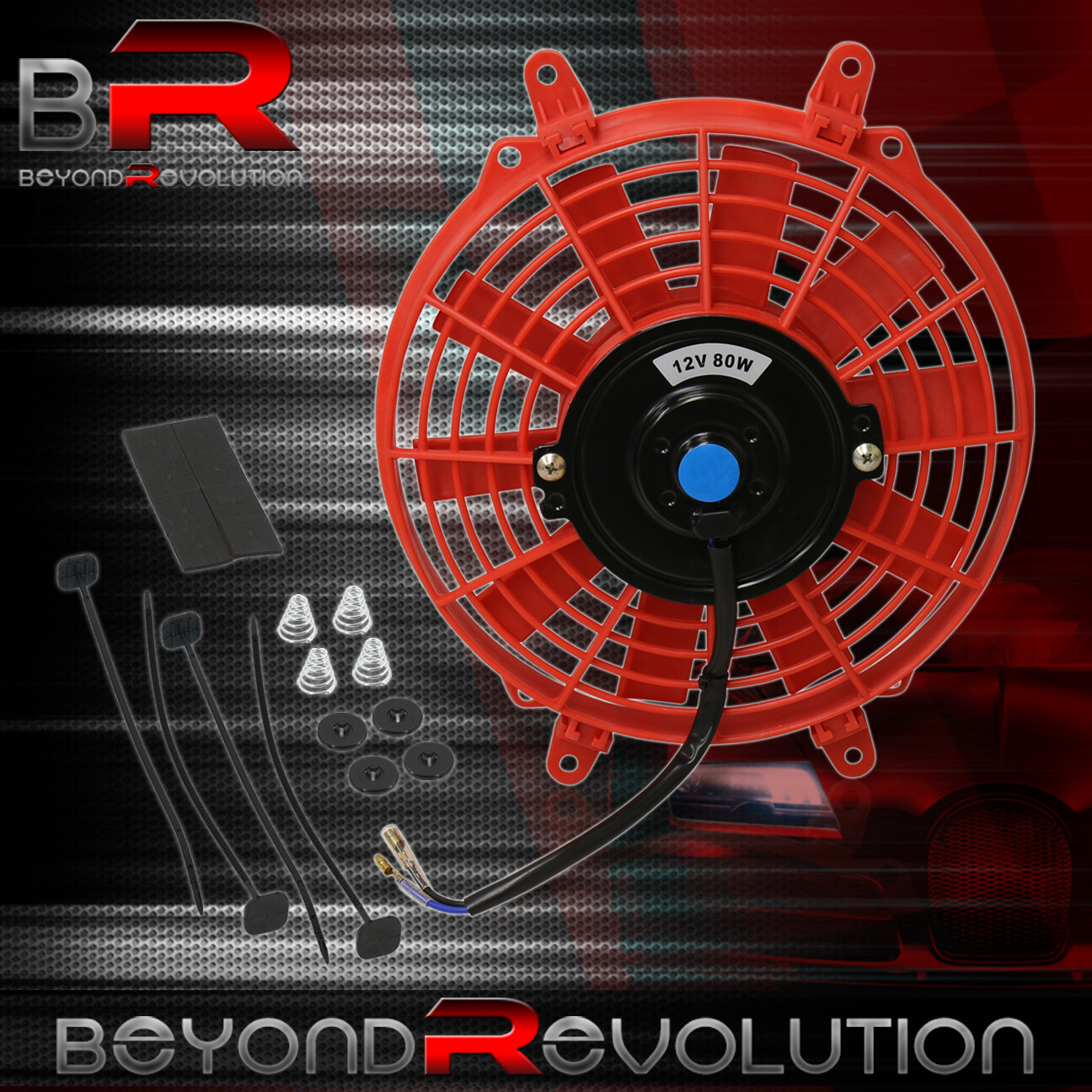 12/" Blue Radiator Thin Slim Fan Push//Pull With Radiator Zip Tie Kit D15 D16 B18