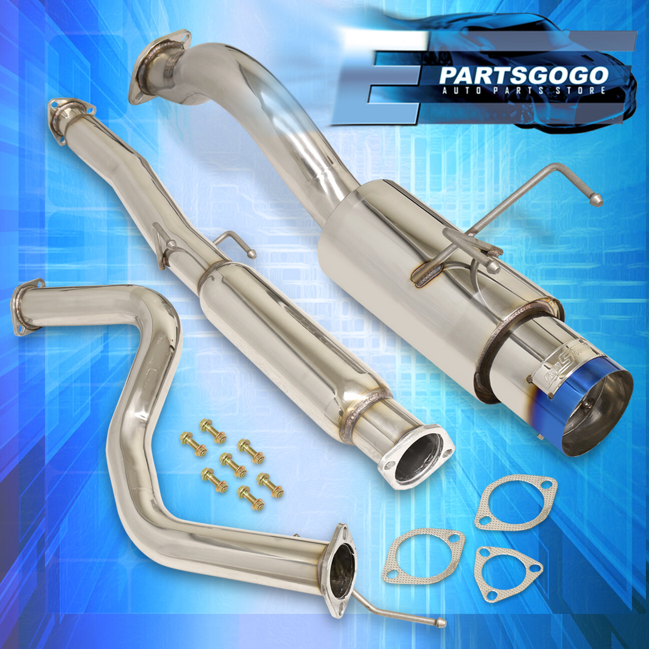 HST MUFFLER HONDA シビック用　EG4 新品 3” Stainless Steel Catback Exhaust Muffler For Honda Civic Hatch