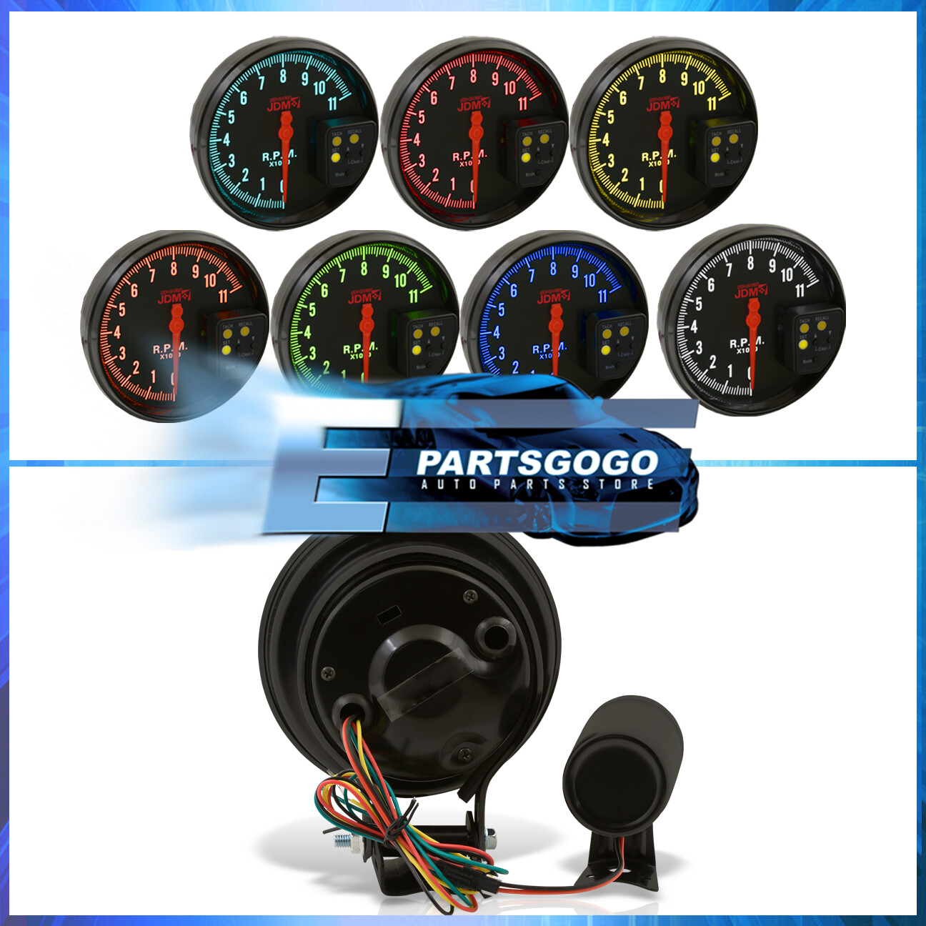 Jdm 5" Black Tachometer 11K Rpm Speedometer Gauge + Shift Light Integra Civic