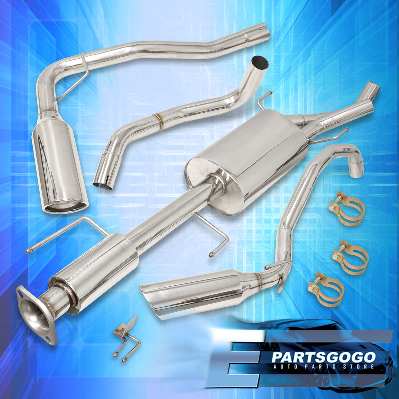 DUAL 4" TIP STAINLESS EXHAUST CATBACK MUFFLER FOR TOYOTA FJ CRUISER 10